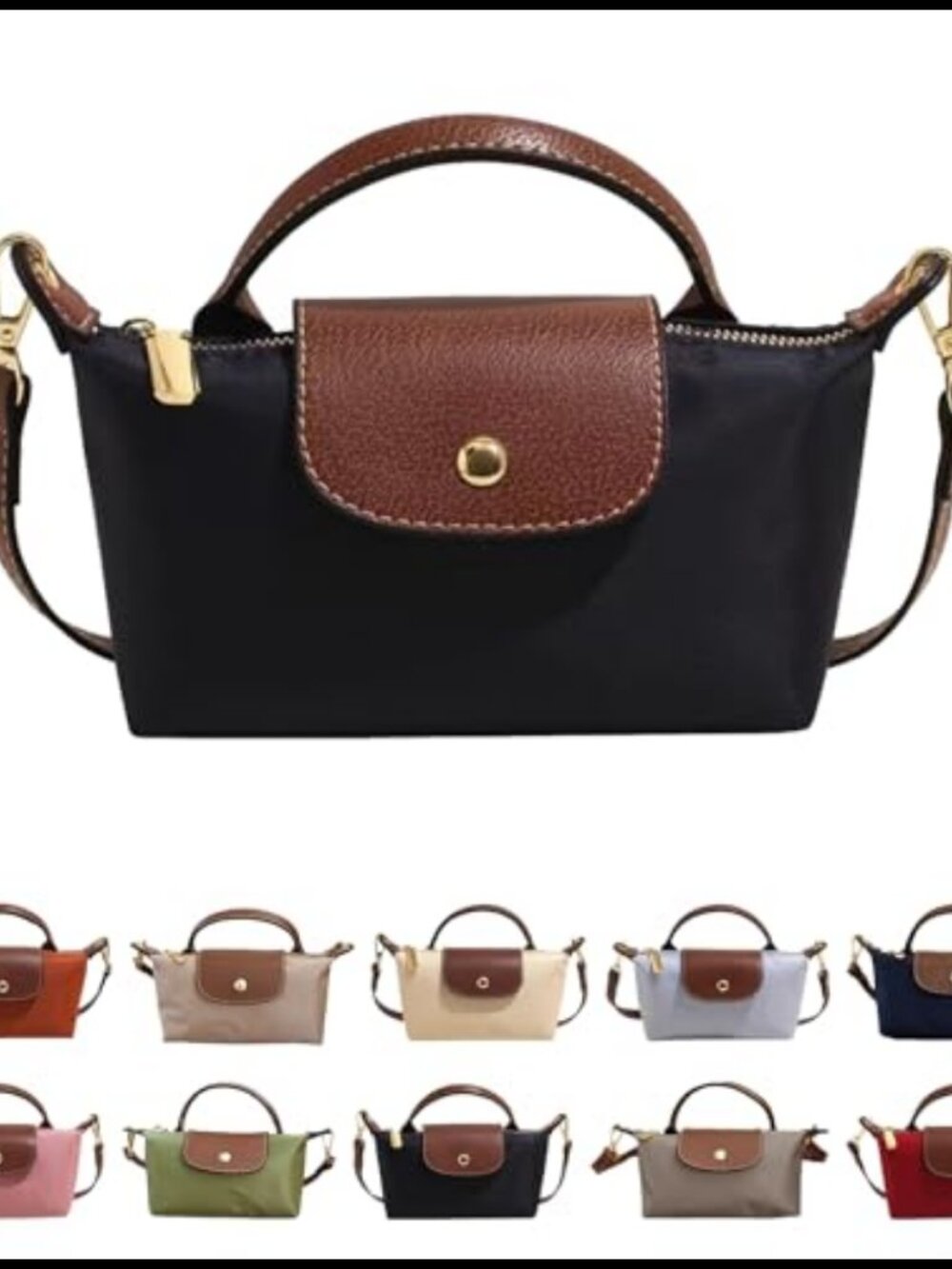 Mini Crossbody Bag Adjustable Strap PU Leather Shoulder Purse Zipper Pockets